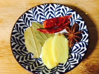 2、红烧鸡翅,姜去皮切片，香叶、八角、辣椒清洗一下沥干水分备用
