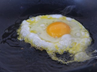 12、幸福烤鸡脖午餐便当,锅里热油，煎鸡蛋