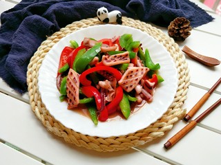 14、青椒炒鱿鱼,成品图