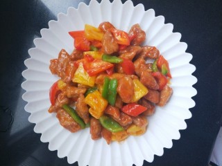 22、菠萝咕咾肉,关火，盛盘