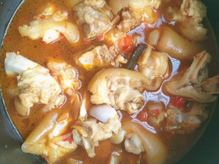 12、香辣猪蹄,转入电饭煲中，按煮饭键煮1小时，直至软烂即可。