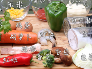 1、大阪烧,准备食材。