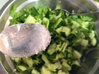 8、爽口开胃小菜～拍黄瓜,少许味精。