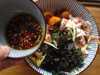 10、酸辣木瓜,所有食材入碗，浇入碗汁拌匀