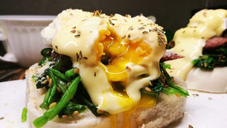 馒头版班尼迪克蛋brunch附水波蛋做法