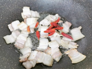 4、爆炒卷心菜,加入干辣椒