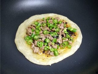 9、生椒鸭肉披萨,铺上鸭肉、二荆条；