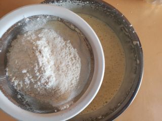 4、蓝色梦幻杯子蛋糕,4.分两次筛入低筋面粉