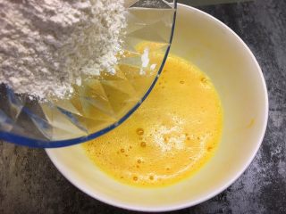 6、胡萝卜鸡蛋饼,蛋液中加入面粉