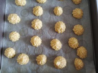 14、樱花泡芙,14.面糊挤入烤盘中