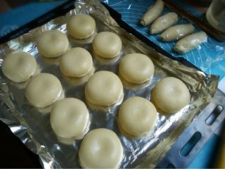 14、酥皮鲜肉月饼,如图依次做好所有生饼胚放入烤盘