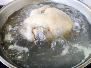 10、竹荪炖笨鸡汤,大火煮开，煮约5分钟。