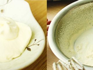 3、很蔬菜很哈根达斯,将淡奶油倒入容器内，用打蛋器打到出现纹路时加入牛奶，高速打发1分钟（善良的嘴编提醒你能戴个围裙操作就戴个围裙吧、奶油飞溅，再说大家都不瞎）