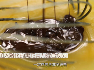 8、布朗尼,然后把融化好的巧克力加入到黄油里面混合均匀，布朗尼好不好吃，就看你的巧克力的品质了，黄油中的糖建议不要减少，如果你觉得太甜，可以选用可可含量更好的巧克力来降低甜度，可可含量越高的巧克力越贵，但也越苦，我这个是55%可可含量的法芙娜巧克力，它的甜度跟普通牌子的苦甜巧克力甜度差不多，所以大家也可以用普通的苦甜巧克力来制作