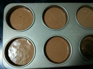 13、可可海绵杯子蛋糕,挤入模具中