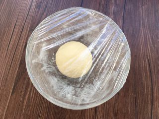 19、全面详细讲解～蛋黄酥,揉好的盖好保鲜膜醒10分钟。