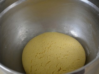 10、玉米面窝窝头,发酵好的面团是这个状态，发至两倍大，表面有很多小裂口。