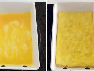 2、宝宝辅食：芋头蛋卷-好好吃早餐，元气满满地开始一天吧！10M+,平底不粘锅中倒入少许植物油，热好锅后转小火，把鸡蛋液倒入，快速摇晃使蛋液铺满锅底，慢慢烘煎2-3分钟左右蛋液基本凝固，用锅铲翻面，烘煎1分钟后可关火，用余温慢慢烘1-2分钟即可盛起。