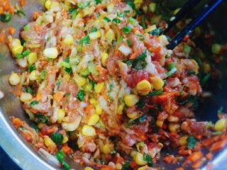 16、最爱包子+蔬菜肉包子,馅料就完成了 包上保鲜膜