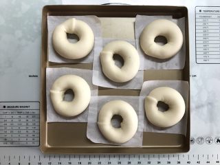 10、原味贝果,发至约1.5倍大。取出发好的面团,此时烤箱上管200度下管160度预热。
