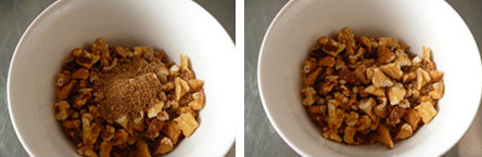 4、记忆中的最爱~~~~摩卡咖啡面包,松弛面团时准备馅料，材料C的核桃需要事先烤熟放凉并掰成小块，与适量红糖拌匀备用。