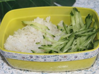 13、幸福便当~沙拉烤肉拌饭,再放黄瓜