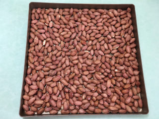 1、小象红糖花生包,将花生米放入烤盘中（我这次烤的花生比较多，做这个小象红糖花生包用的花生不多。）。