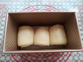 11、经典白吐司,所有的面团依次放入吐司盒里