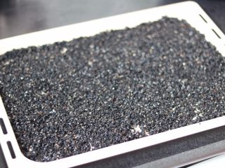 1、黑芝麻糊,4.把黑芝麻平铺在烤盘上