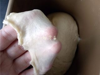 4、蜂蜜紫薯面包,剪好的面团有许多气泡，富有弹性，也能轻易拉出薄膜；此法适合不容易出膜的面粉、面包机、配方等等；