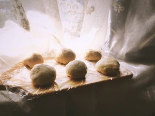 6、绵软红豆包(普通面粉 健康少油),取出面团分成6等份 滚圆成小圆球