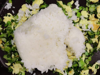 13、青菜炒饭,放入剩米饭