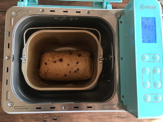 8、红糖蔓越莓吐司,入面包机中,利用面包机发酵菜单进行二次发酵。时间在50分钟左右。