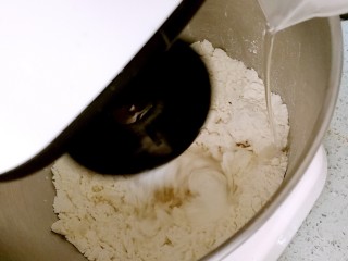 3、酥皮苹果小餐包,倒入清水，开启3档，揉面15分钟。