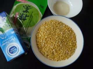 1、绿豆抹茶布丁,各材料
