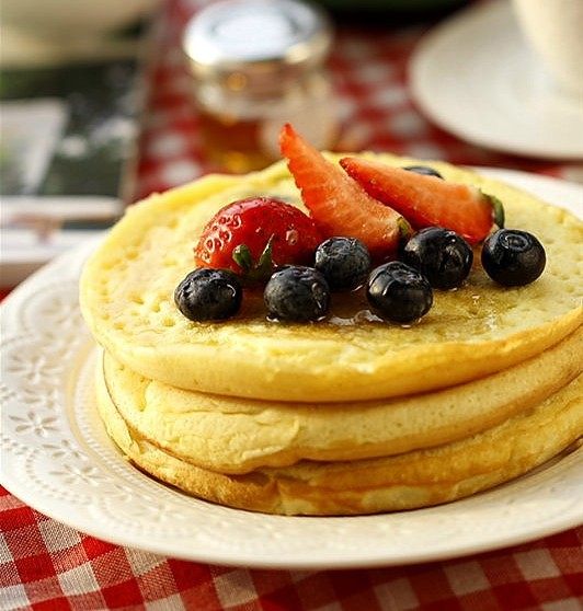 诱人的美式早餐蓝莓松饼