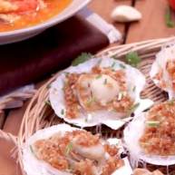 滑蛋牛肉番茄＆金银蒜粉丝蒸扇贝