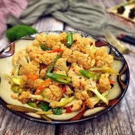 蚂蚁肉沫焗香辣花菜