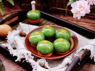 21、青菜香干虾皮青团,成品一