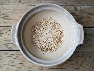 5、柠檬薏米水,加适量的水浸泡3个小时。