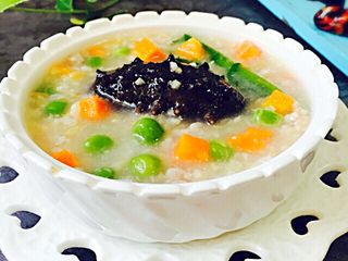 7、海参肉丁杂粮杂蔬羹#王氏私房菜#,盛入碗中即可、一碗营养美味羹做好了……????????????