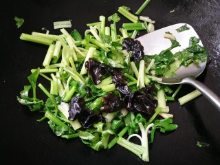 14、芹菜炒木耳,放入黑木耳