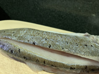 2、糖醋鲈鱼,买的是海鲈鱼，净鱼，稍微冲洗下，就可以；