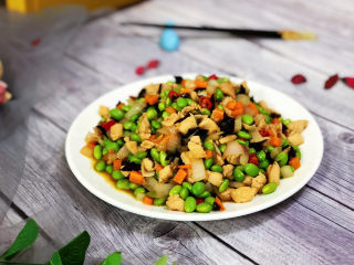 34、毛豆炒鸡丁,成品