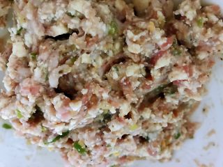 4、蒸藜麦豆腐肉丸,放入美极鲜、五香粉、盐、鸡精朝一个方向搅拌均匀，如果豆腐中的水分较多可以加入适量的淀粉，来保持丸子的软硬度，我的豆腐是早上买的放到中午时已经有很多水控出来了。