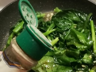 12、清炒木耳菜,放入胡椒粉 快速翻炒