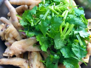 20、网红柠檬泡爪,想吃的时候从冰箱拿出来,放上香菜搅拌均匀就可以了