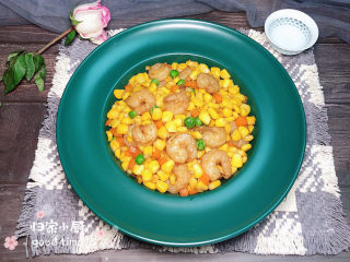 17、玉米炒虾仁,味道鲜美、略带甜味的玉米粒虾仁就上桌了！