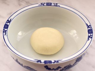 12、肉丁金针菇鱿鱼饺子,慢慢加入清水和成光滑的面团，静置半个小时。