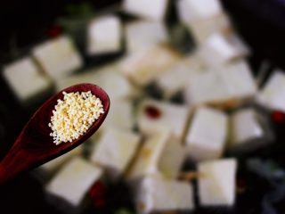 10、海带豆腐炖梭子蟹,先放入鸡精调味增加鲜味。